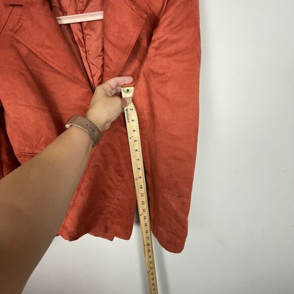 Nygard Collection Women's Orange Lined Collared Zipper Faux Suede Jacket Size 10 - Picture 10 of 11